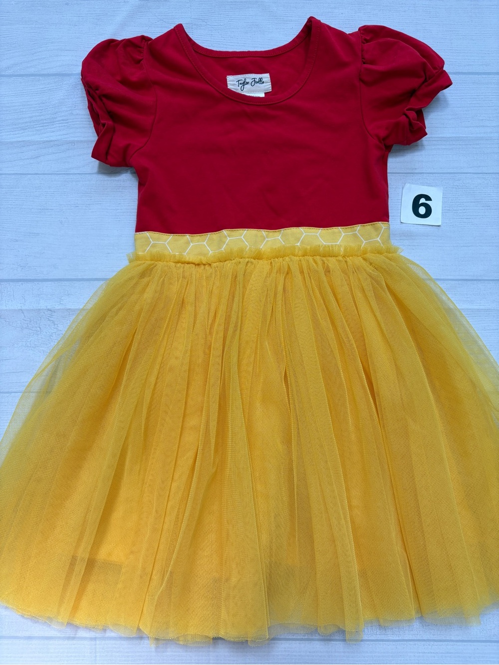Taylor Joelle Pooh Red & Yellow Tulle Dress